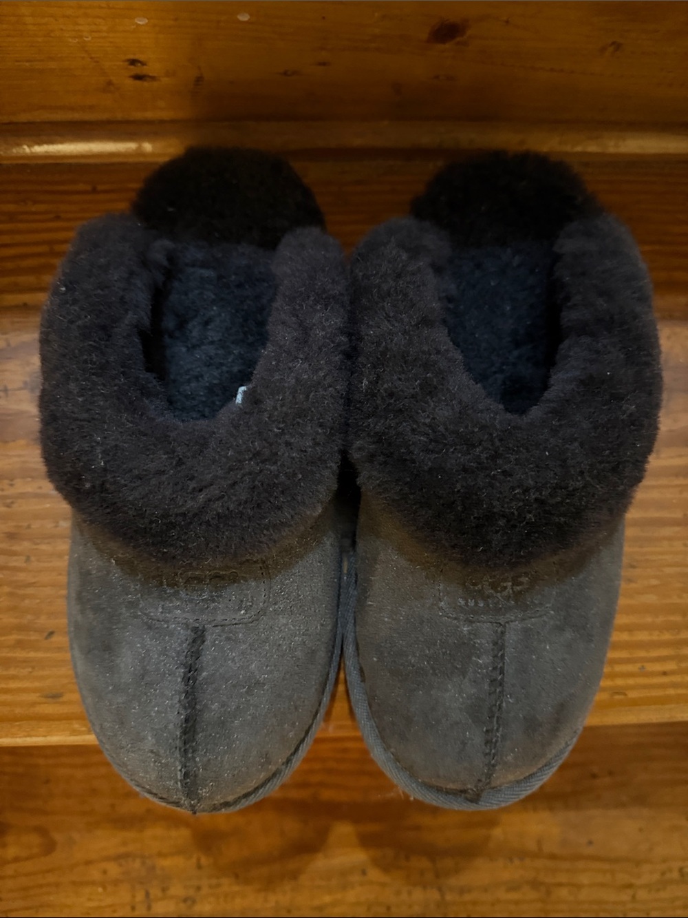 UGG Black Shearling-Lined Slip-On Slippers